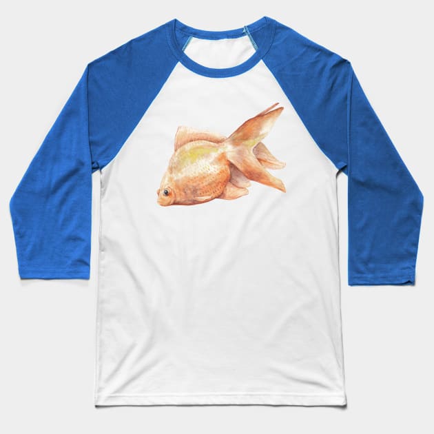 Watercolor Goldfish Baseball T-Shirt by wanderinglaur